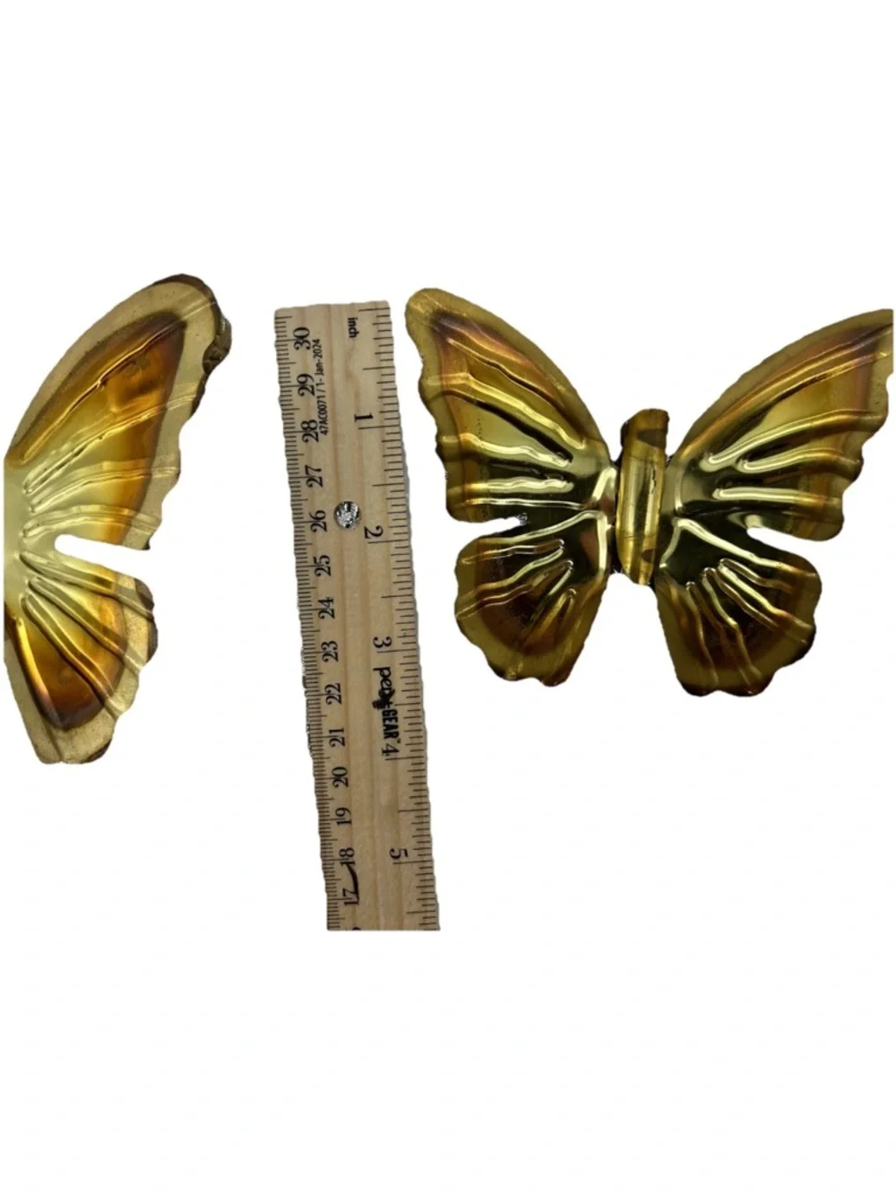 Home Interiors Metallic Gold Butterfly Wall Hooks - Trio
